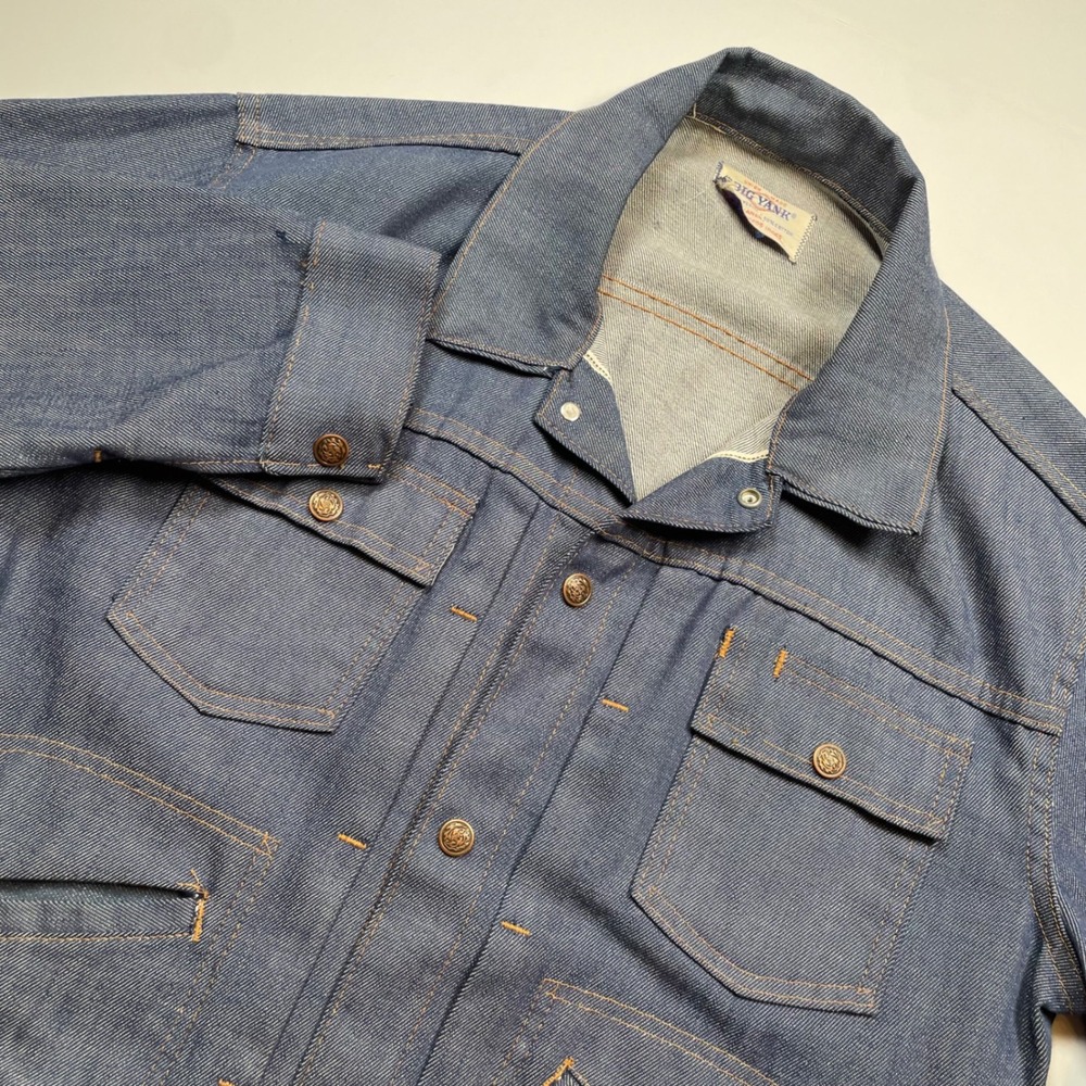 Vintage Big Yank 60s Denim Trucker Jacket Union Made Blue Workwear Mens XL Flaw